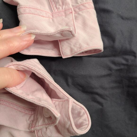 Rails XS Ingrid Raw Button Up Dusty Rose Chambray Long Sleeve Boho Coastal - Picture 12 of 13